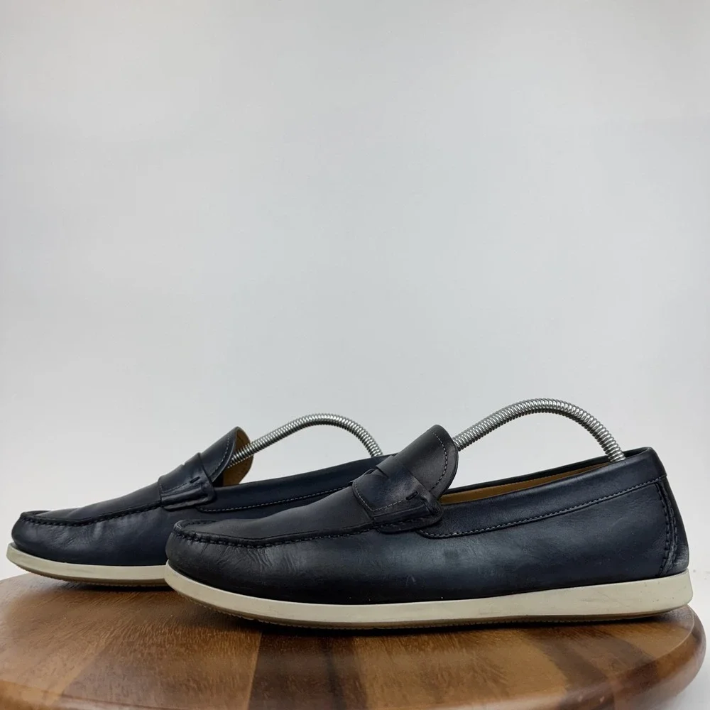 Mens‎ Magnanni Laguna Leather Blue Formal Casual Penny Loafers Shoes Size 8.5 M